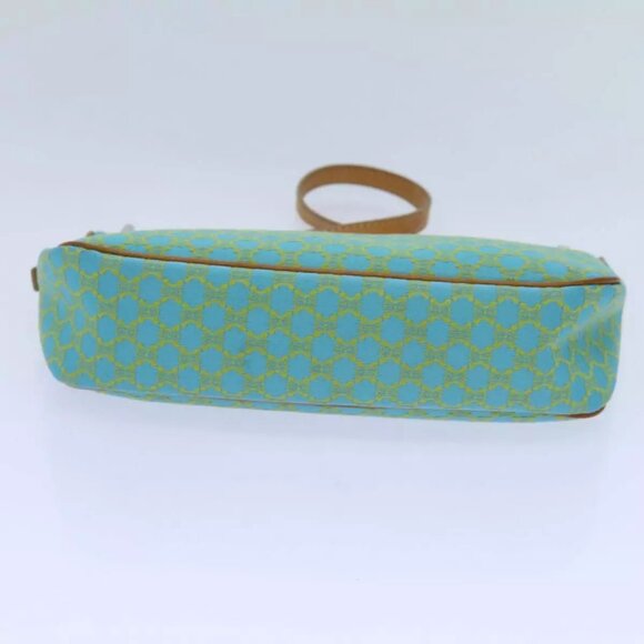 CELINE Macadam Canvas Accessory Pouch Light Blue Yellow Brown Auth - Picture 9 of 16